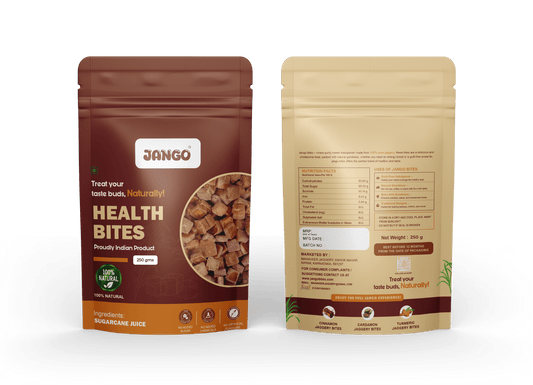 natural sugarcane organic jaggery cubes packed in 250 gm packet