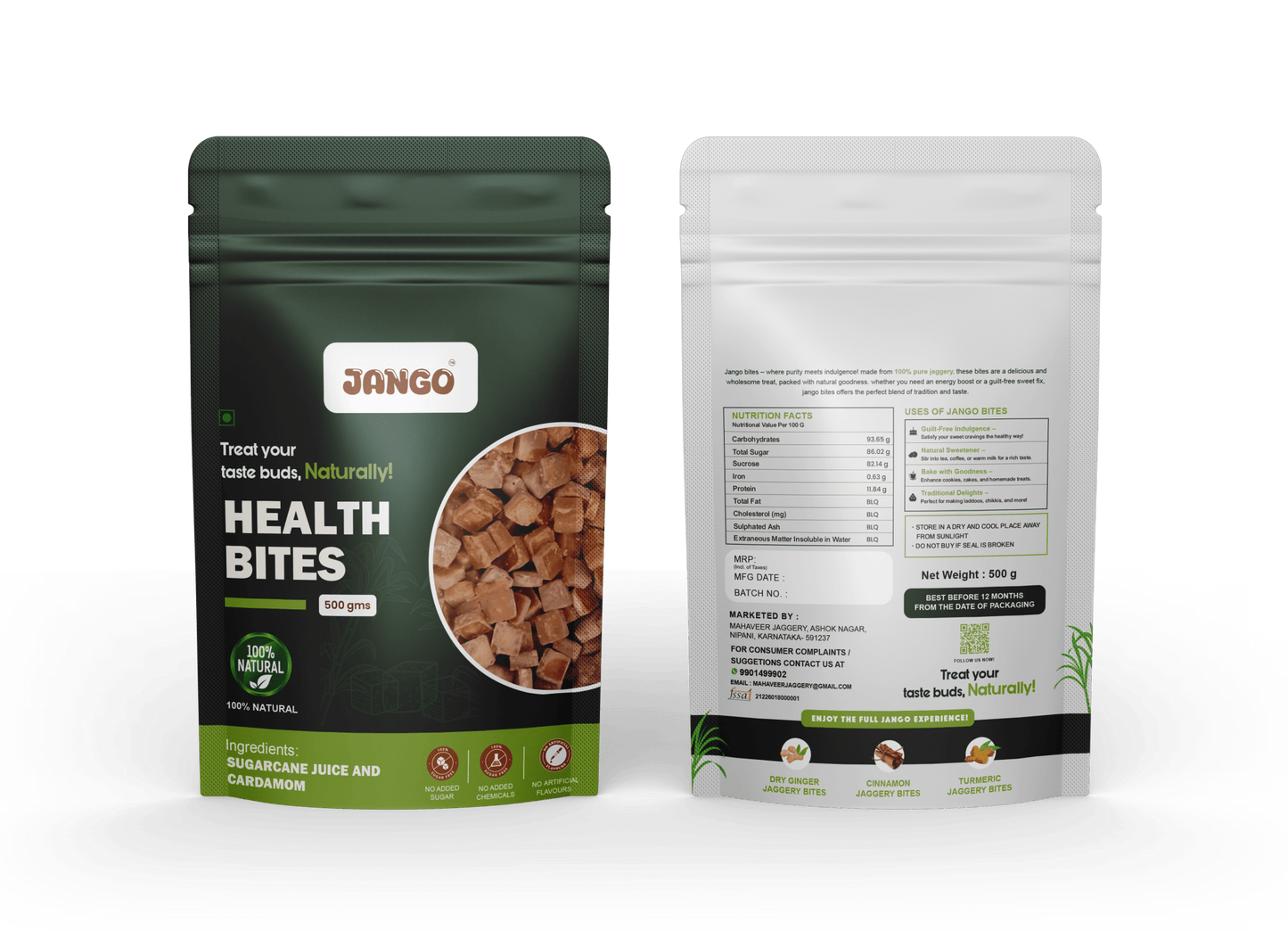 500gm cardamom sugarcane jaggery cubes