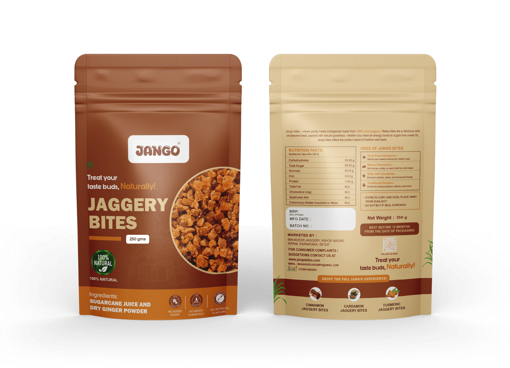 100% pure organic dry ginger jaggery cubes bites