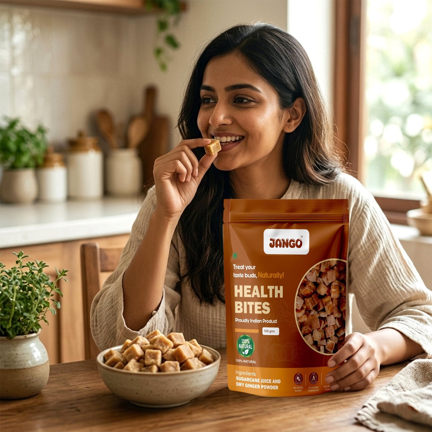 Jaggery Bites Pack of 8(Plain, Ginger, Cinnamon, Cardamom) 250 gm Each