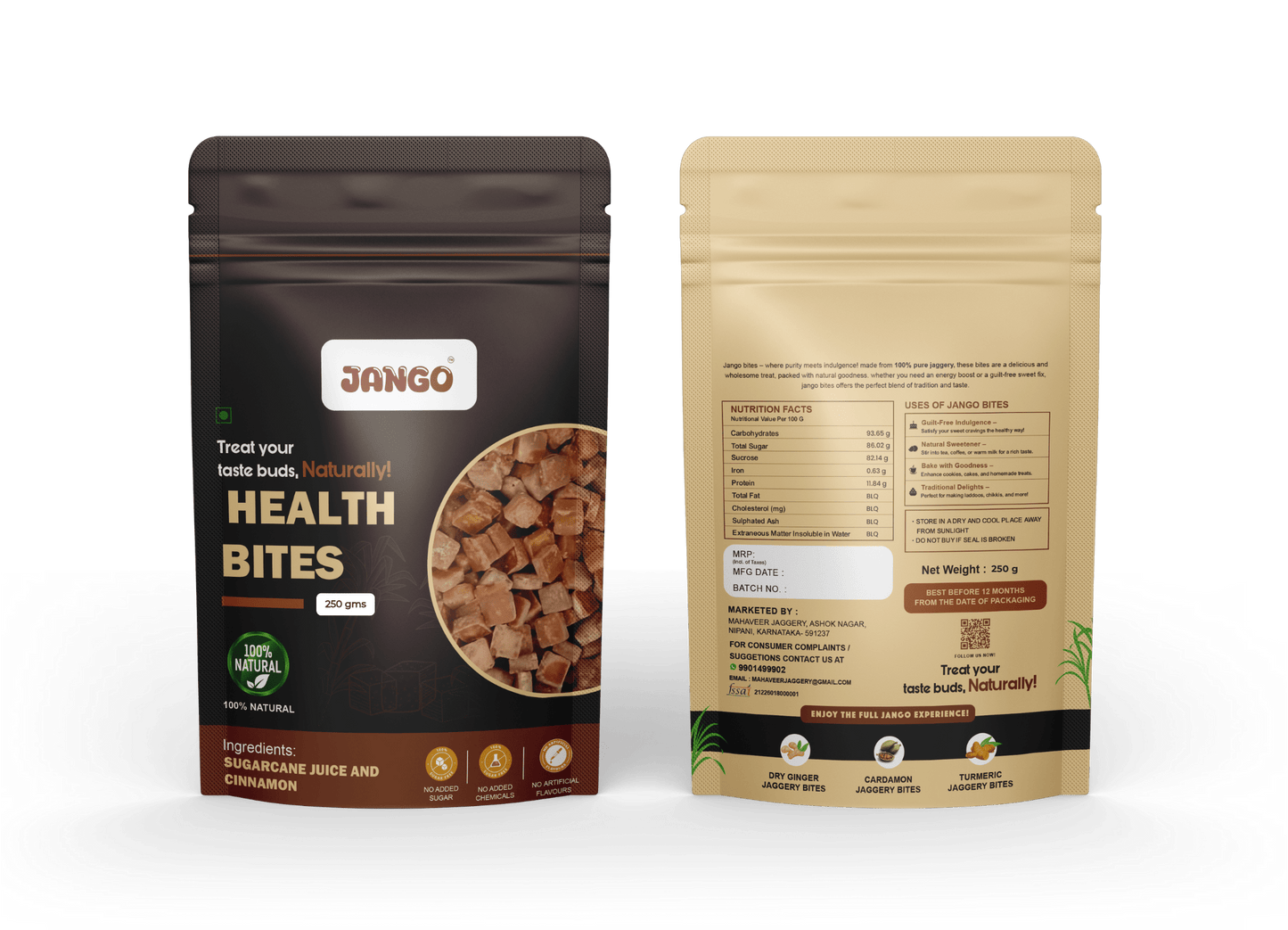 100% chemical free Cinnamon organic jaggery cubes