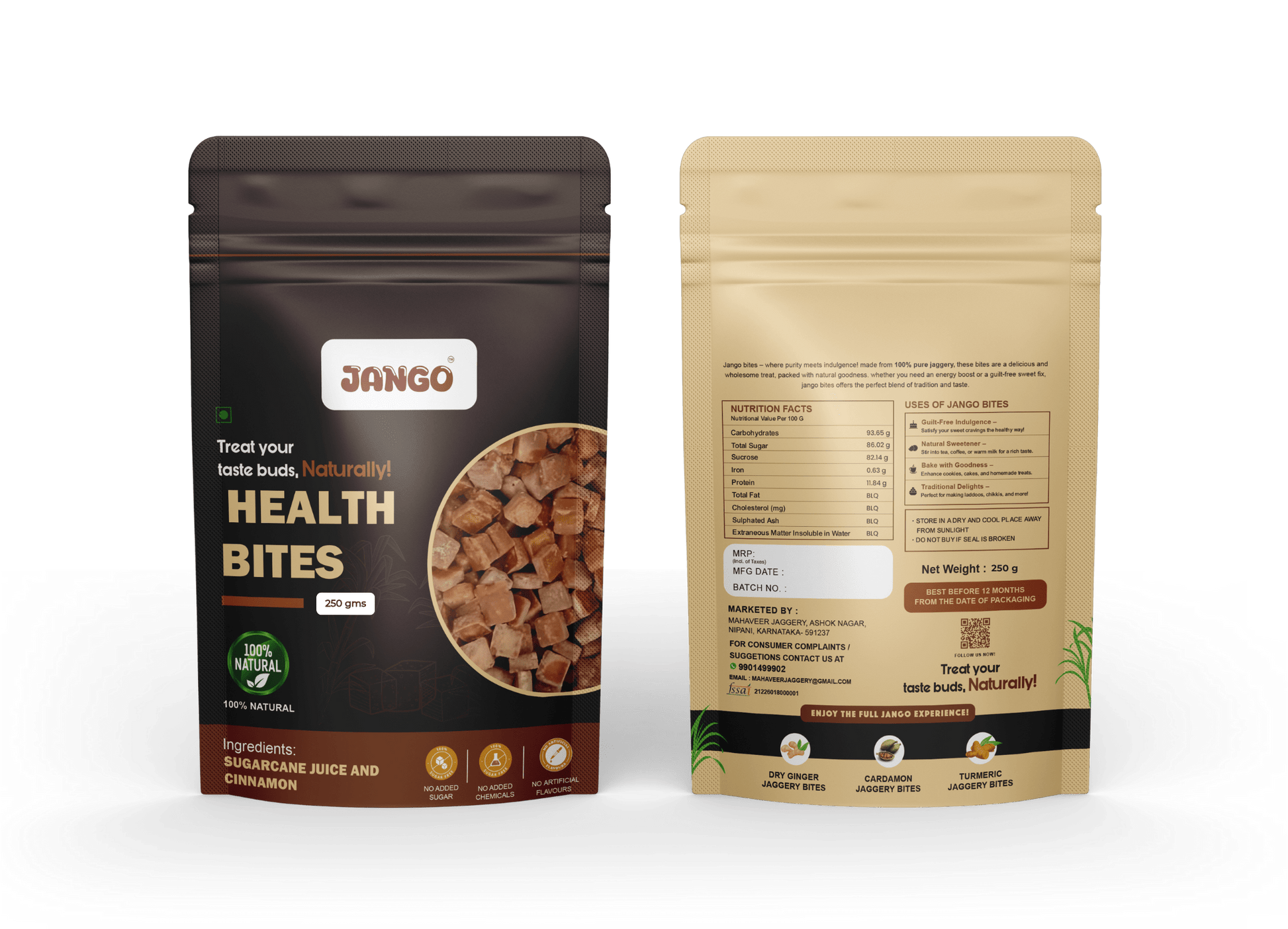 100% chemical free Cinnamon organic jaggery cubes