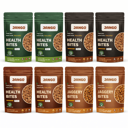Jaggery Bites Pack of 8(Plain, Ginger, Cinnamon, Cardamom) 250 gm Each